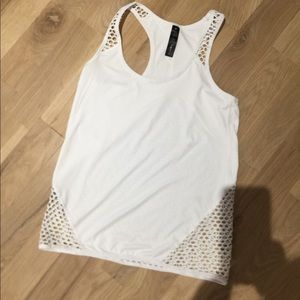 White mesh back workout shirt
